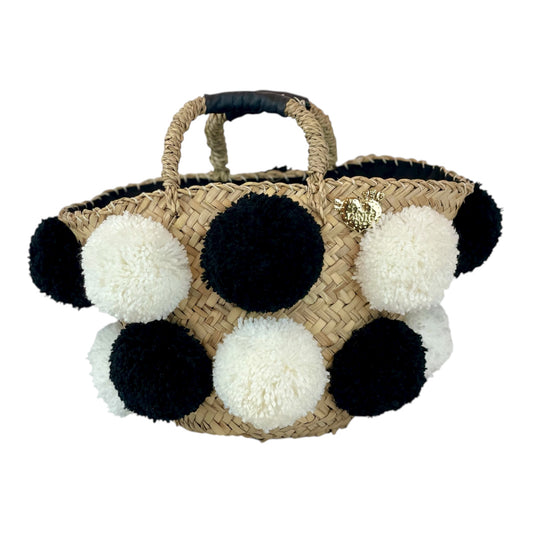 Coffa con pon pon handmade bianco e nero