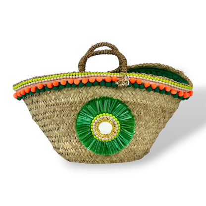 Coffa siciliana con fiore verde in rafia