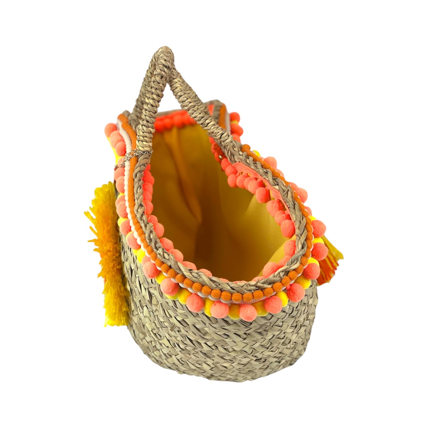 Coffa siciliana con fiore giallo in rafia