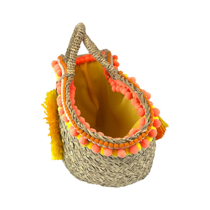 Coffa siciliana con fiore giallo in rafia