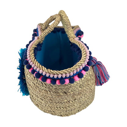 Coffa siciliana con fiore turchese in rafia