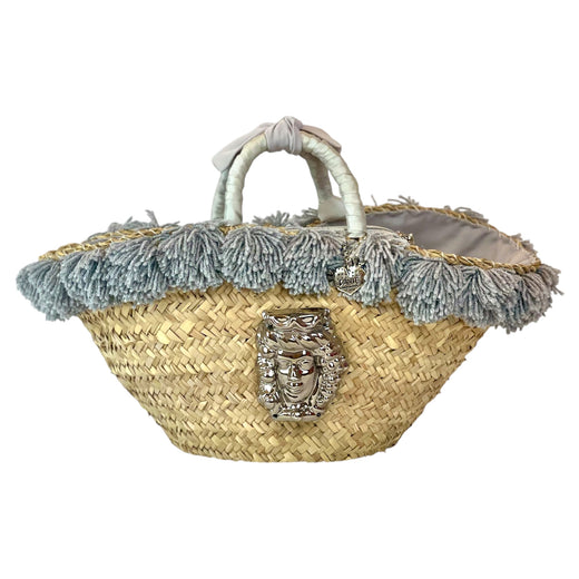 Coffa con ceramica Fanciulla e passamaneria grigio/argento