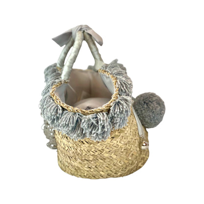 Coffa con ceramica Fanciulla e pon pon argento