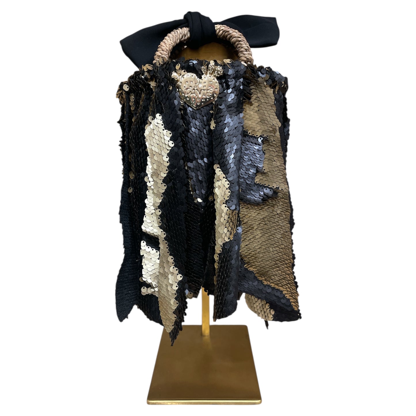 Mini coffa con paillettes nero e oro opaco