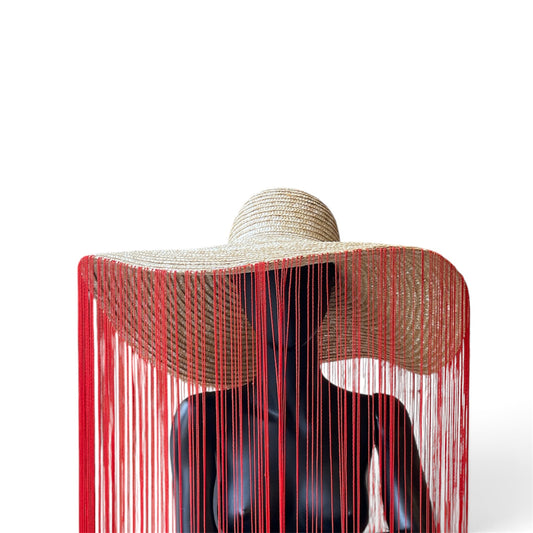 Cappello Fashion in paglia con frangia rosso