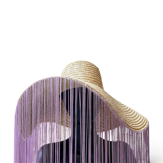 Cappello Fashion in paglia con frangia lilla