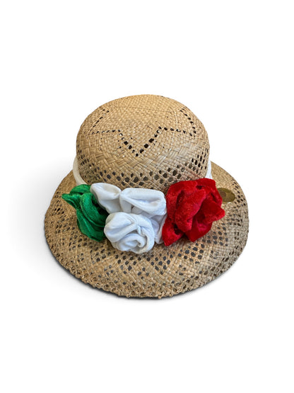 Cappello in paglia con fascia in velluto