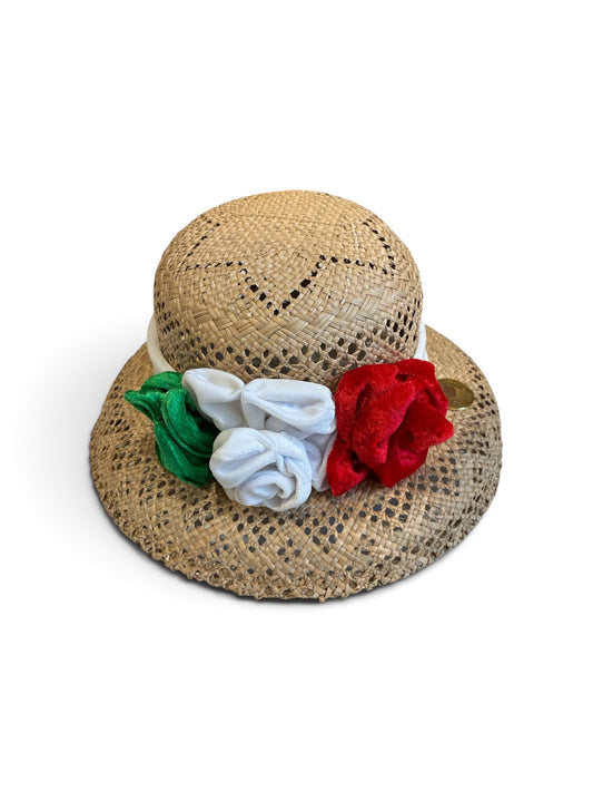 Cappello in paglia con fascia in velluto