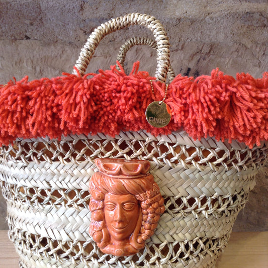 Coffa Bag new con Fanciulla in ceramica di Caltagirone