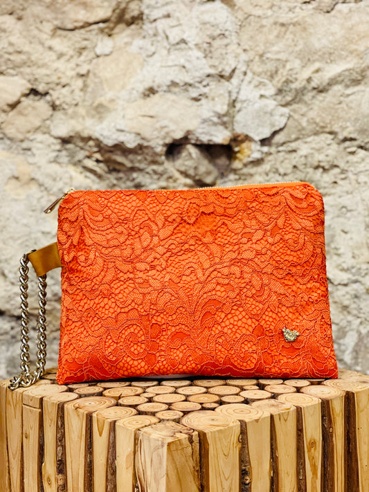 Pochette in pizzo arancione