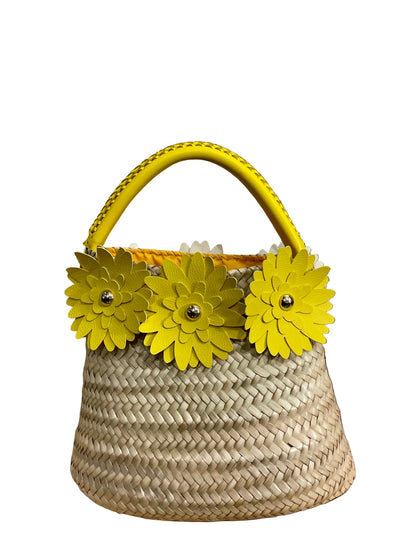 Borsa in palma con margherite gialle
