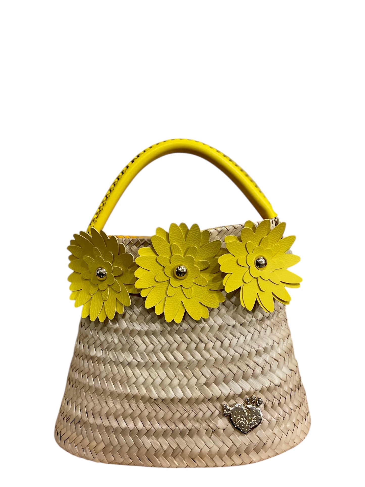 Borsa in palma con margherite gialle