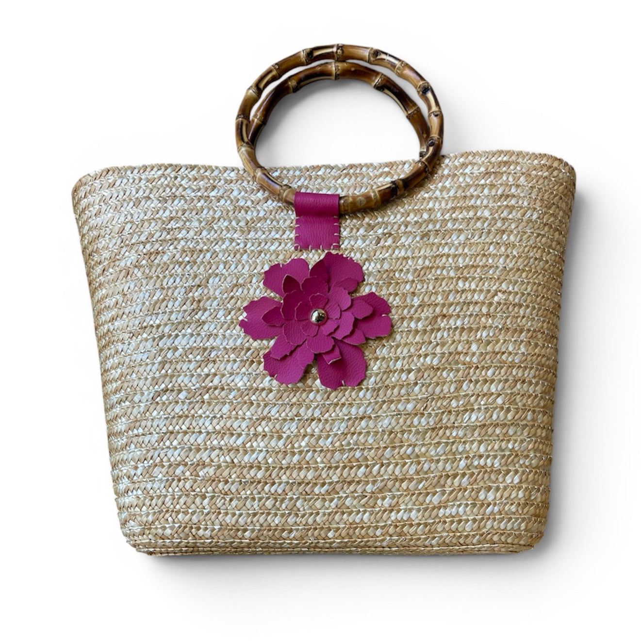 Peonia Bag con fiori e manici in bambù