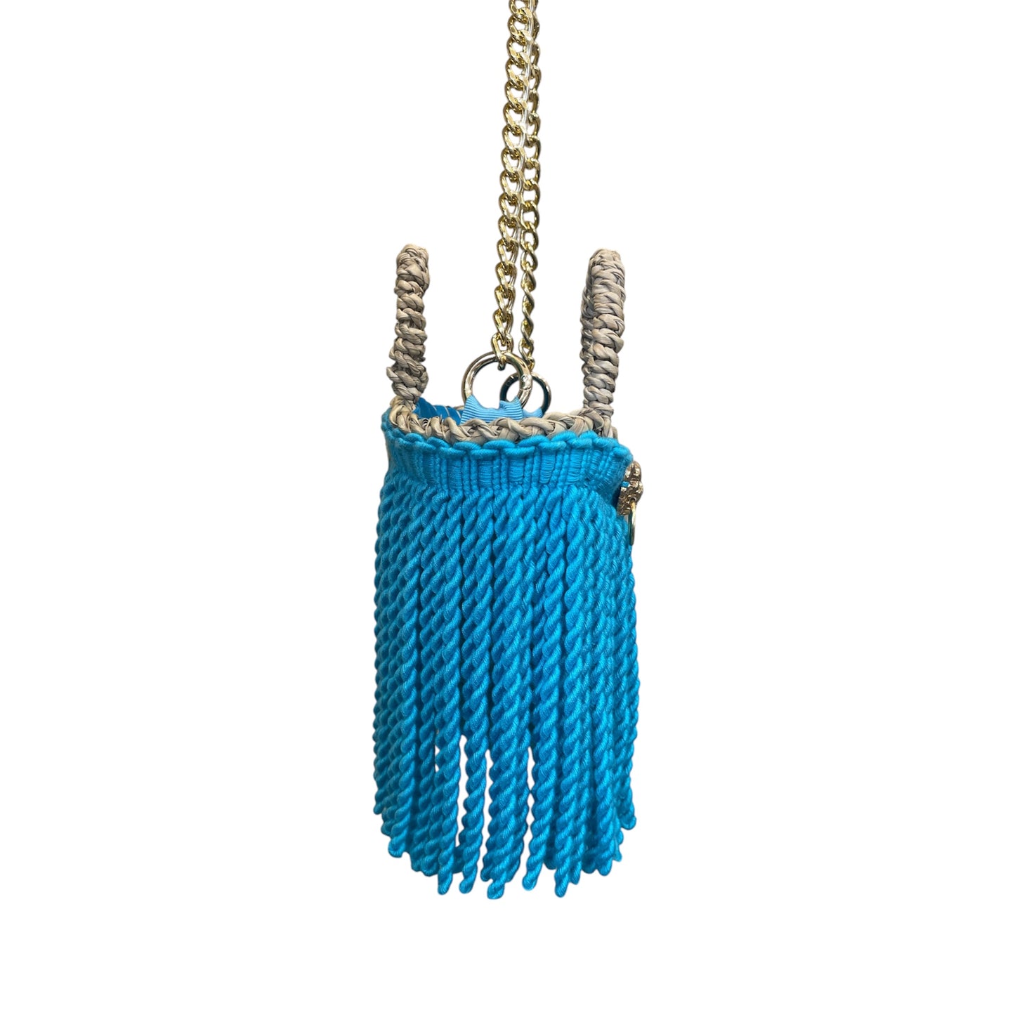 Mini Frinza basket with turquoise fringes