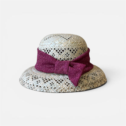 Fuchsia raffia hat