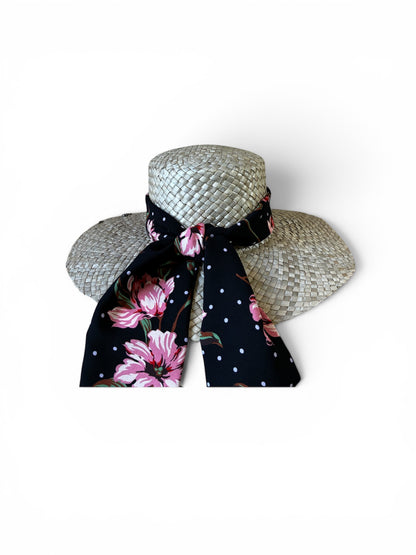 Fuchsia raffia hat