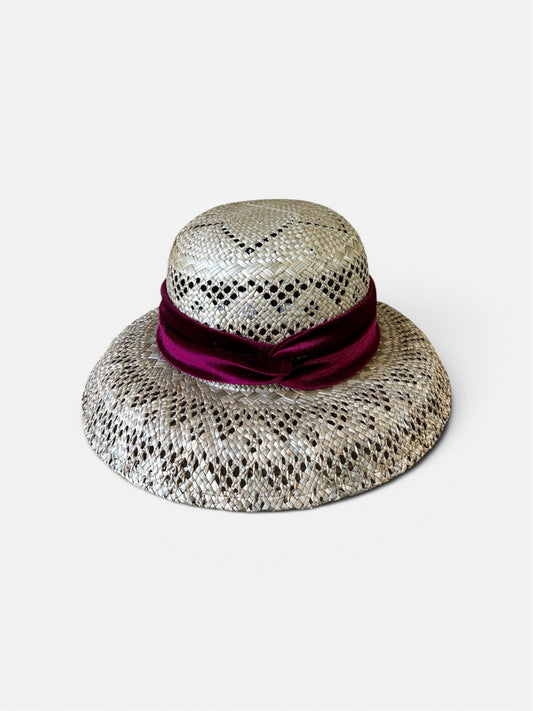 Fuchsia raffia hat