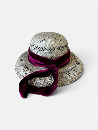 Fuchsia raffia hat