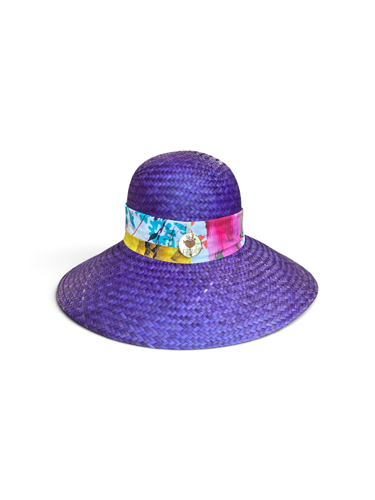 Cappello in paglia viola fascia