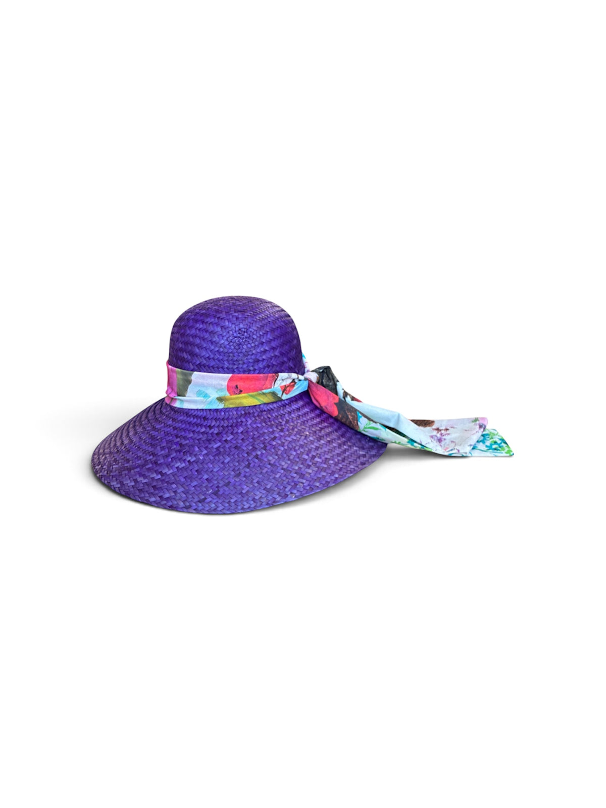 Cappello in paglia viola fascia