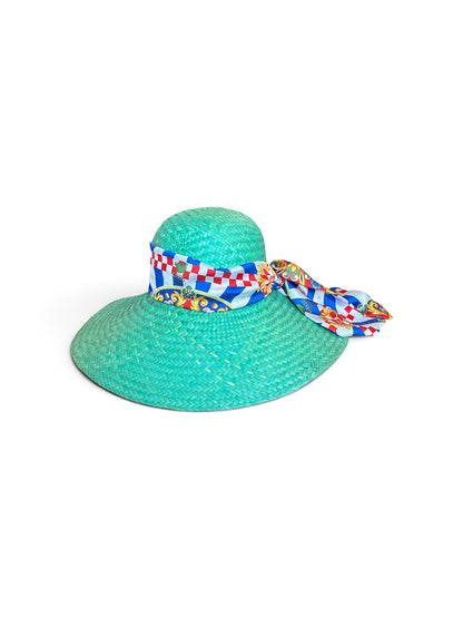 Cappello in paglia verde fascia sicily