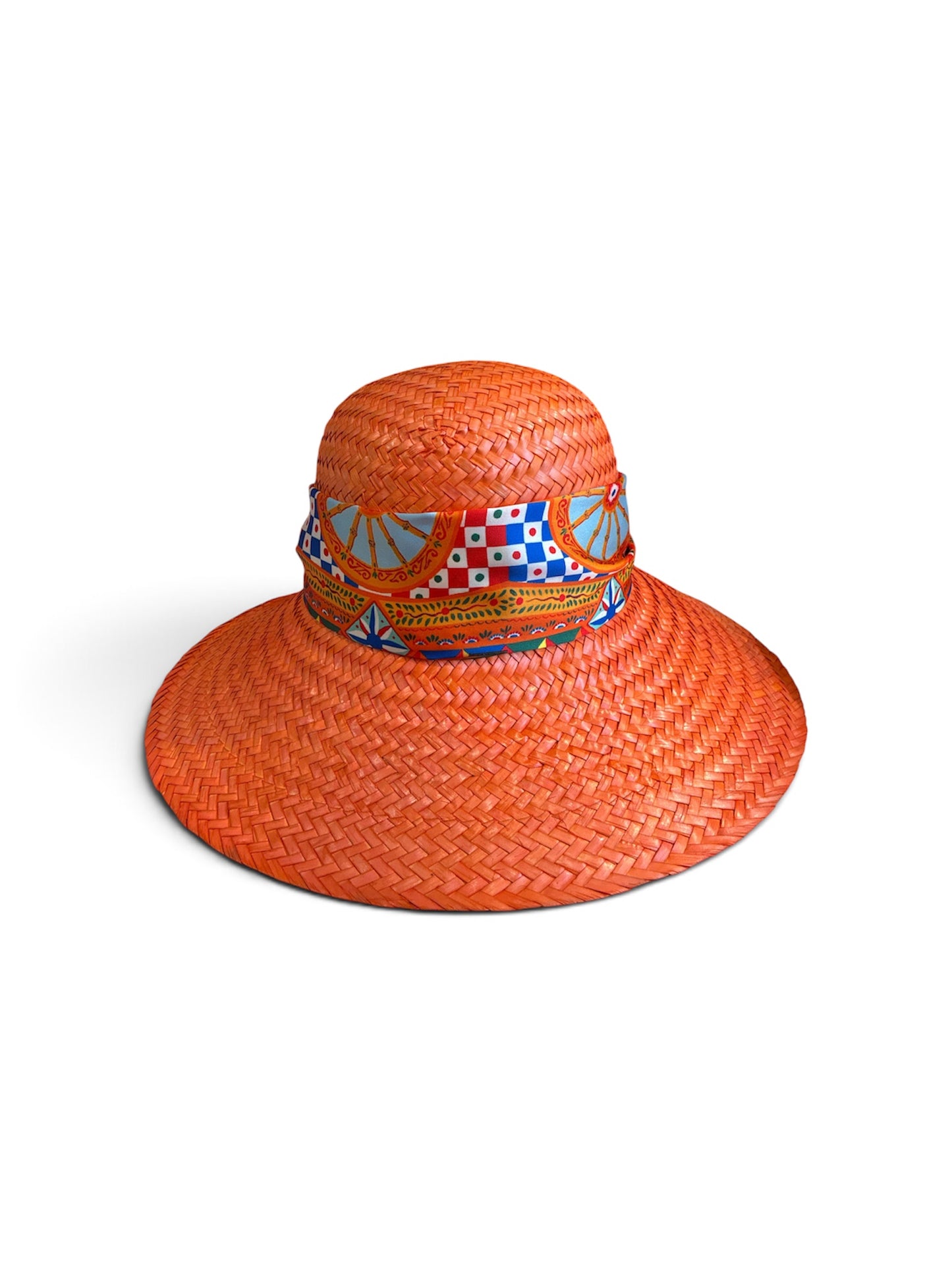 Cappello in paglia arancione fascia sicily arancio