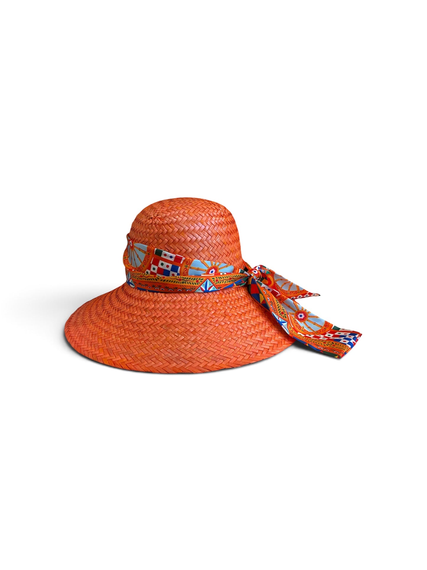Cappello in paglia arancione fascia sicily arancio