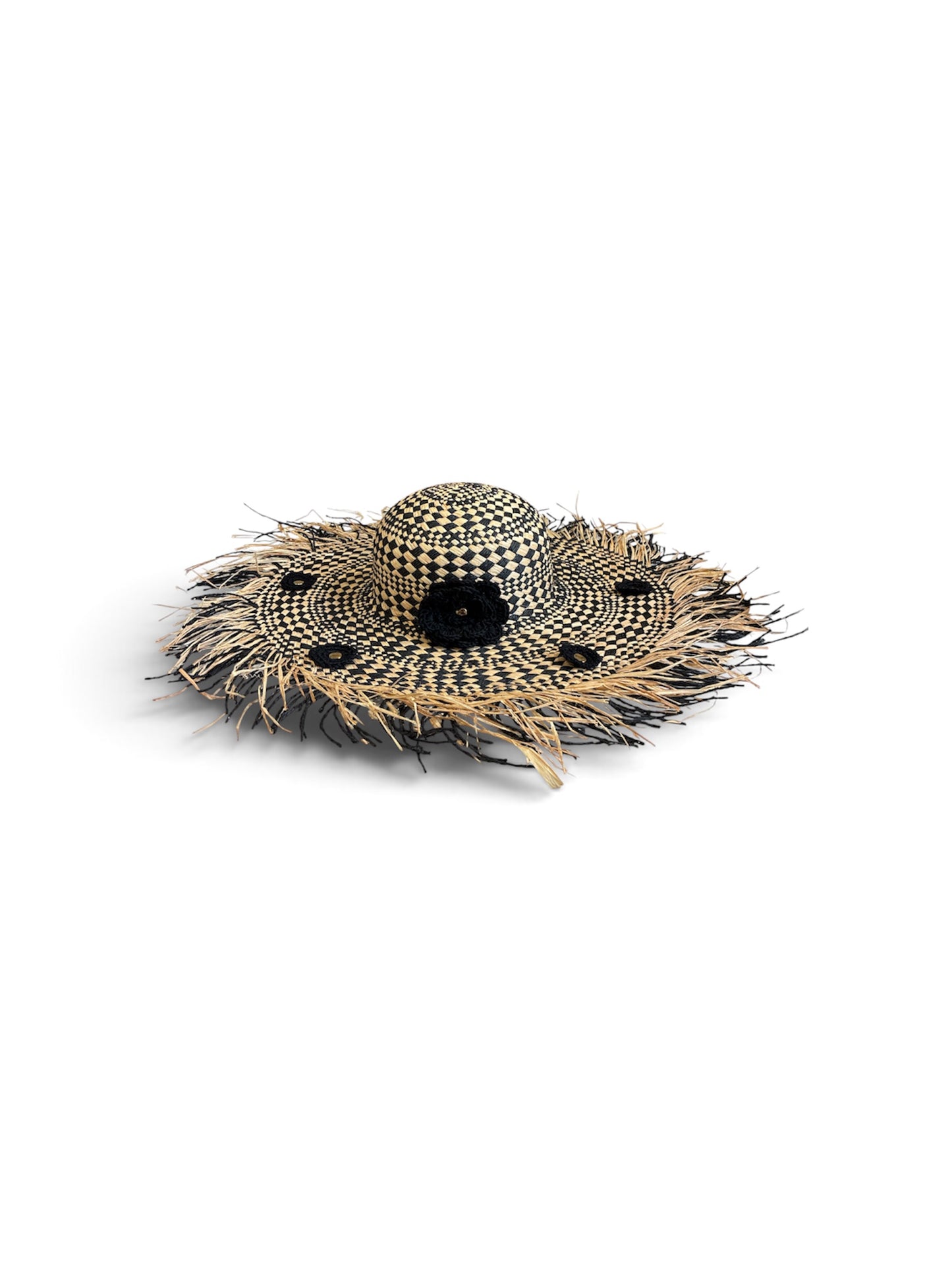 Cappello in paglia beige/nero