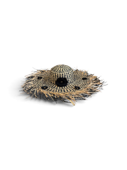 Cappello in paglia beige/nero