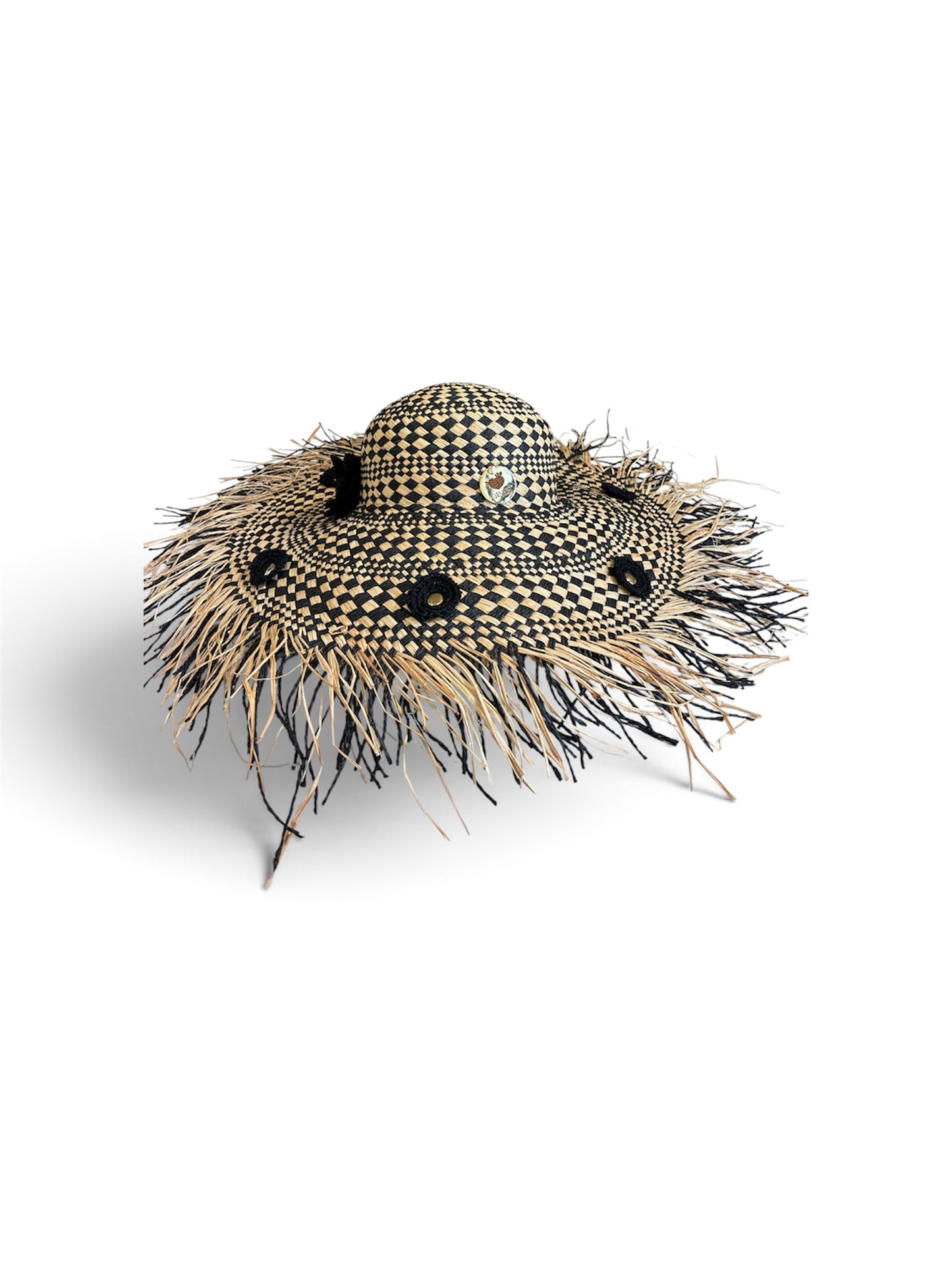 Cappello in paglia beige/nero
