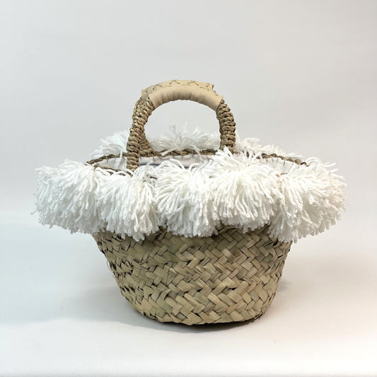 Coffa con ex voto argento e pon pon bianco